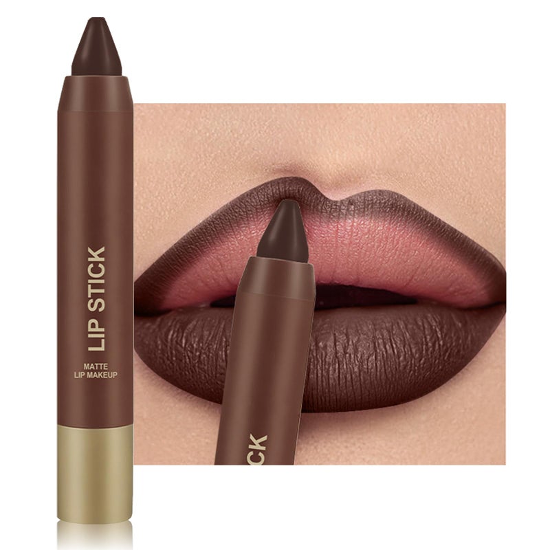 Erinde Matte Lipstick Crayon for Women, Dark Purple Brown 24 Hour Lipstick Lip Liner Pencil, Neutral Lip Stick Long Lasting Waterproof, Vegan & Cruelty-Free, 06 - Image 1
