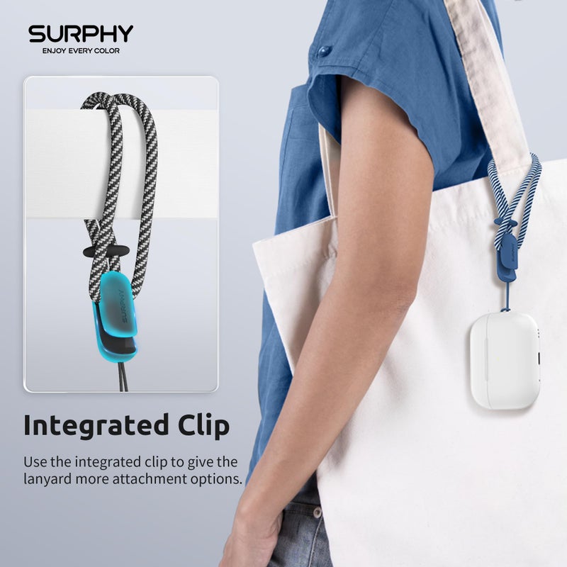 SURPHY 2 Pack Phone Lanyard for Cellphone Case, Phone Wrist Strap for Case, Cellphone Strap with 2-Color Braided, Charm Wrist Lanyard for Women, Cellphone Wrist Lanyard for Women, Black & Blue Jay - Image 4