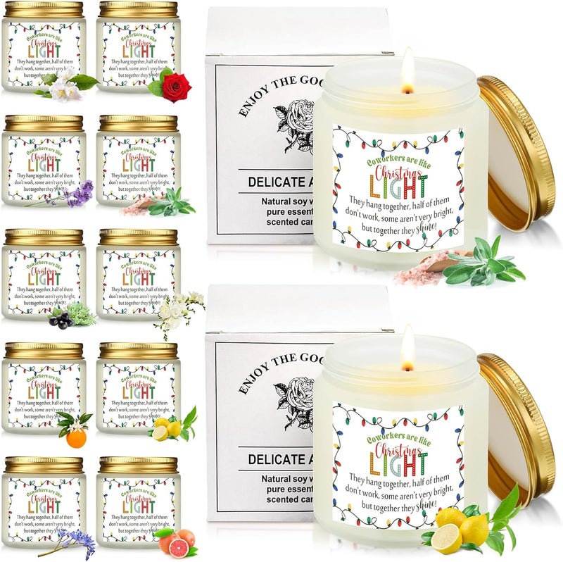 MTLEE 10 Pcs Christmas Scented Candles Set 35 oz Soy Wax Candles Jar Christmas Light Sign Thank You Gift Coworker Appreciation Gift for Employee Teacher Nurse Volunteer - Image 1