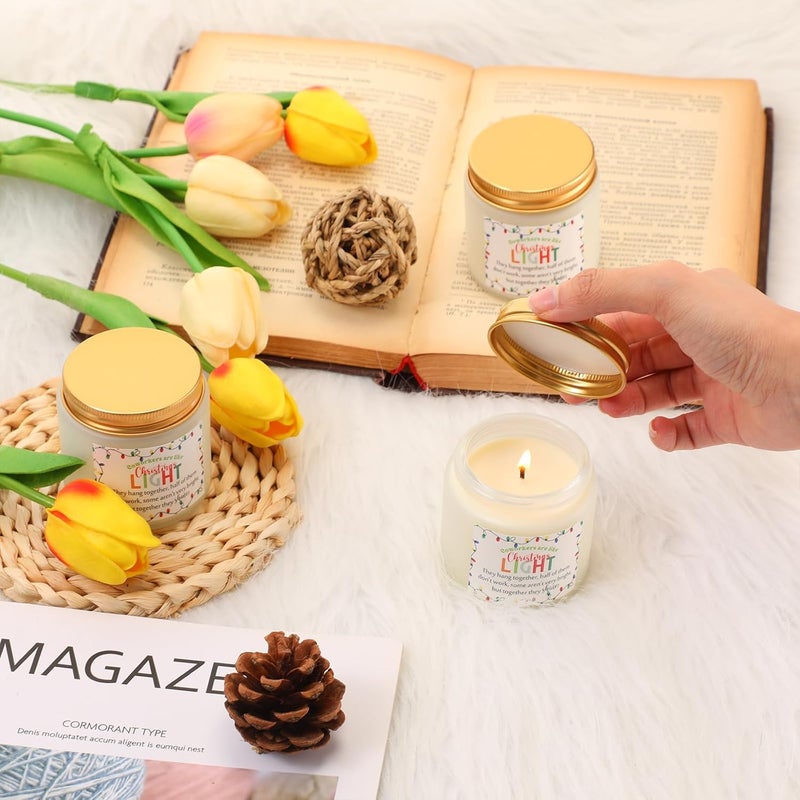 MTLEE 10 Pcs Christmas Scented Candles Set 35 oz Soy Wax Candles Jar Christmas Light Sign Thank You Gift Coworker Appreciation Gift for Employee Teacher Nurse Volunteer - Image 3