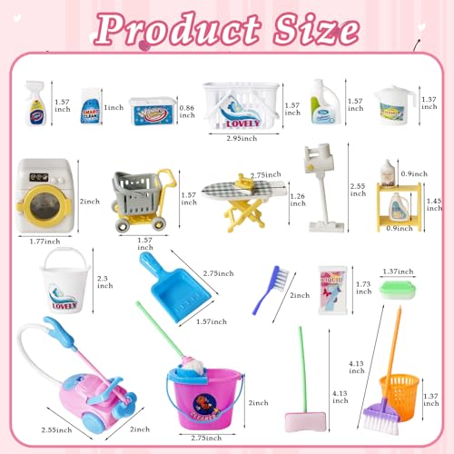 Baaxxango 25 Pieces Miniature Doll Housework Cleaning SuppliesMini Dollhouse Accessories Tools Mop DustpanBrushBroomBucketDollhouse Furniture Decoration Accessories for Dolls Pretend PlayRandom Color - Image 5