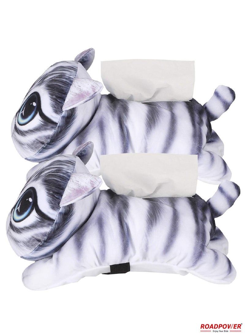 RoadPower Car Tissue Box Holder Hangable Multifunction Cute Cartoon Cat For Facial Tissue And Other Napkin Papers Personality Interesting Net 2 Pack  - Image 1