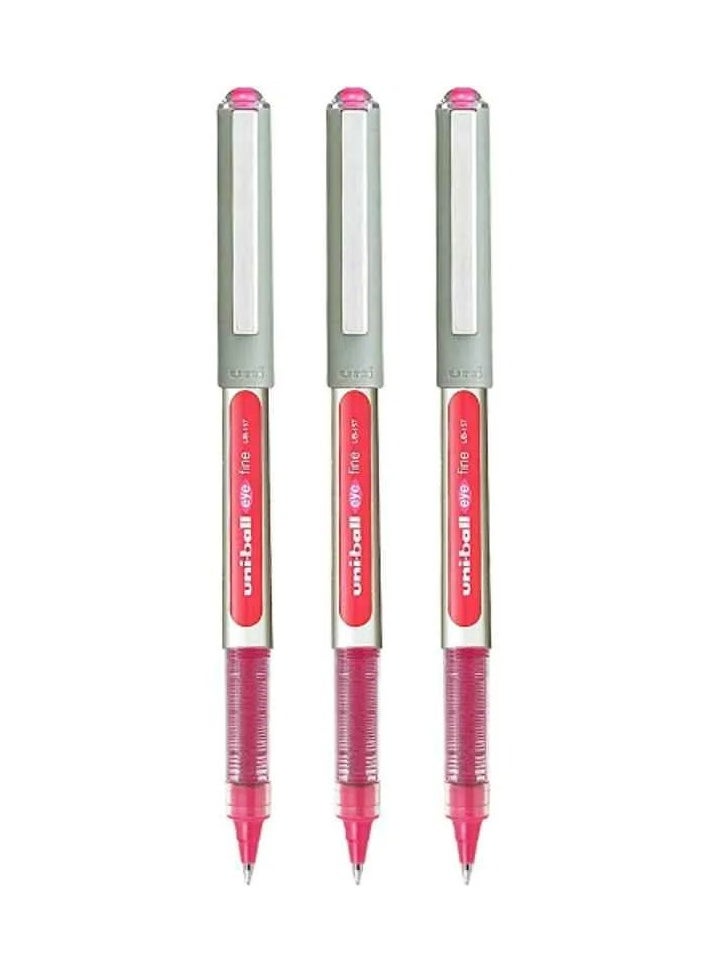 Uniball uni-ball Eye UB157 Roller Pen (Pink Ink, Pack of 3)  - Image 1