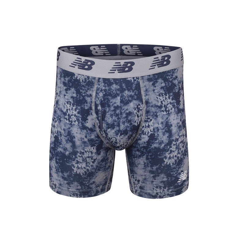 New Balance Men's 6" Boxer Brief Fly Front with Pouch, 3-Pack,Print/Steel/Pigment, Small (29"-31") - Image 2
