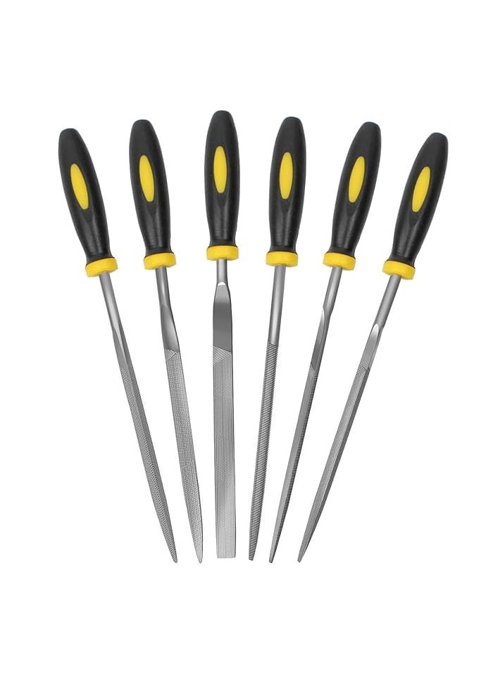 NityaEcommerce NITYA6Pcs File Set 55in Needle Files 3 mm Diameter Carbon Steel File Kit with Handle Suitable for Metal Wood Glass Plastic Leather Jewelry  - Image 1