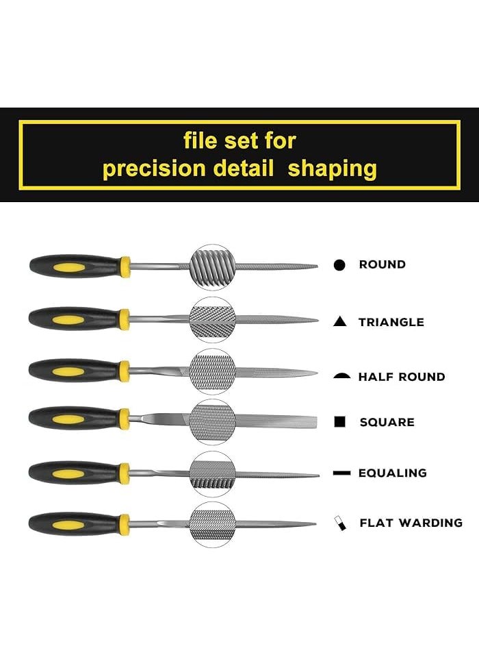 NityaEcommerce NITYA6Pcs File Set 55in Needle Files 3 mm Diameter Carbon Steel File Kit with Handle Suitable for Metal Wood Glass Plastic Leather Jewelry  - Image 3