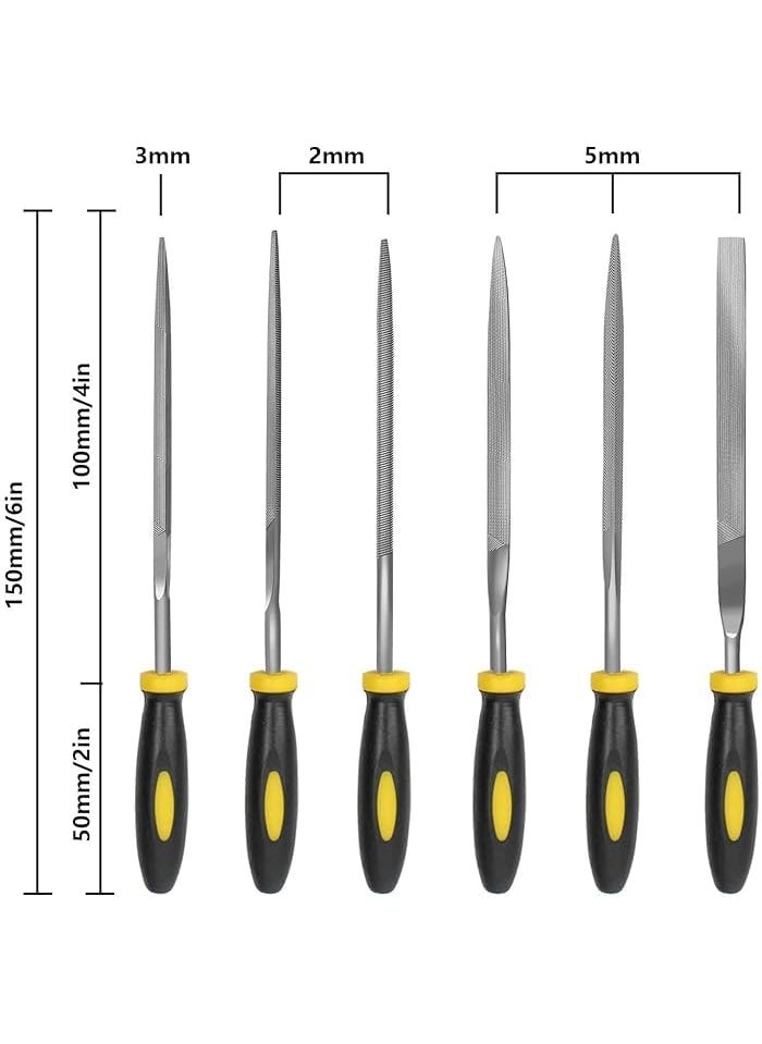 NityaEcommerce NITYA6Pcs File Set 55in Needle Files 3 mm Diameter Carbon Steel File Kit with Handle Suitable for Metal Wood Glass Plastic Leather Jewelry  - Image 2