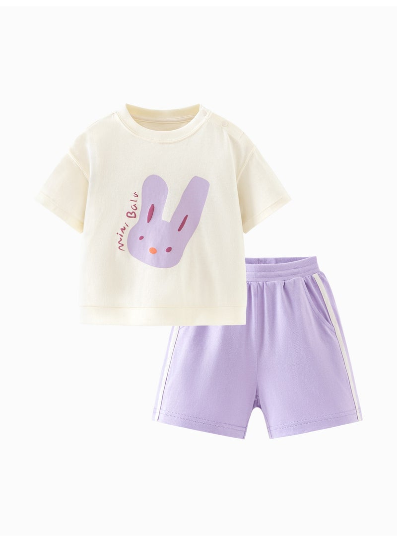 ميني بالا نقطة أزرار طفل غريبة جنسًا بطبعة خرخاش كرتوني لطيف بأكمام قصيرة وقصر، قطعة ناعمة وقابلة للتنفس، خطوط جانبية متناقضة، إغلاق زر مزدوج، رائعة للارتداء اليومي وللوقت اللعبي والمرح الخارجي مجموعة فستان طفل - Image 4