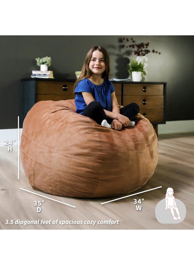 Big Joe Fuf 3.5Ft Foam Bean Bag Chair for Kids, Teens, Bronze Plush Soft Polyester, 3.5 Foot Large Ultra-Soft Seat for Gaming, Bedroom, Reading Nook - Image 2