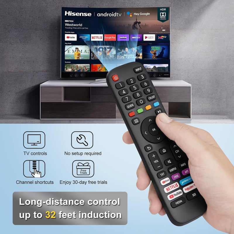 جهاز تحكم عام من لتلفزيونات Hisense الذكية، بديل لأجهزة التحكم في تلفزيونات Hisense الذكية من نوع LED، LCD (موديلات ERF2G60H، EN2A27، EN2BK27S). - Image 3