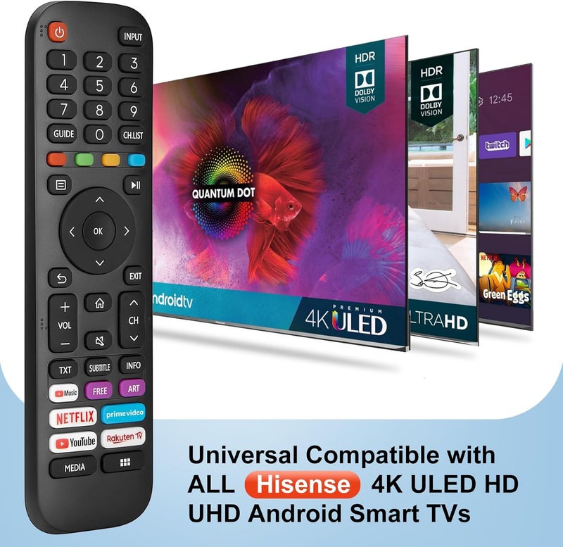 جهاز تحكم عام من لتلفزيونات Hisense الذكية، بديل لأجهزة التحكم في تلفزيونات Hisense الذكية من نوع LED، LCD (موديلات ERF2G60H، EN2A27، EN2BK27S). - Image 2
