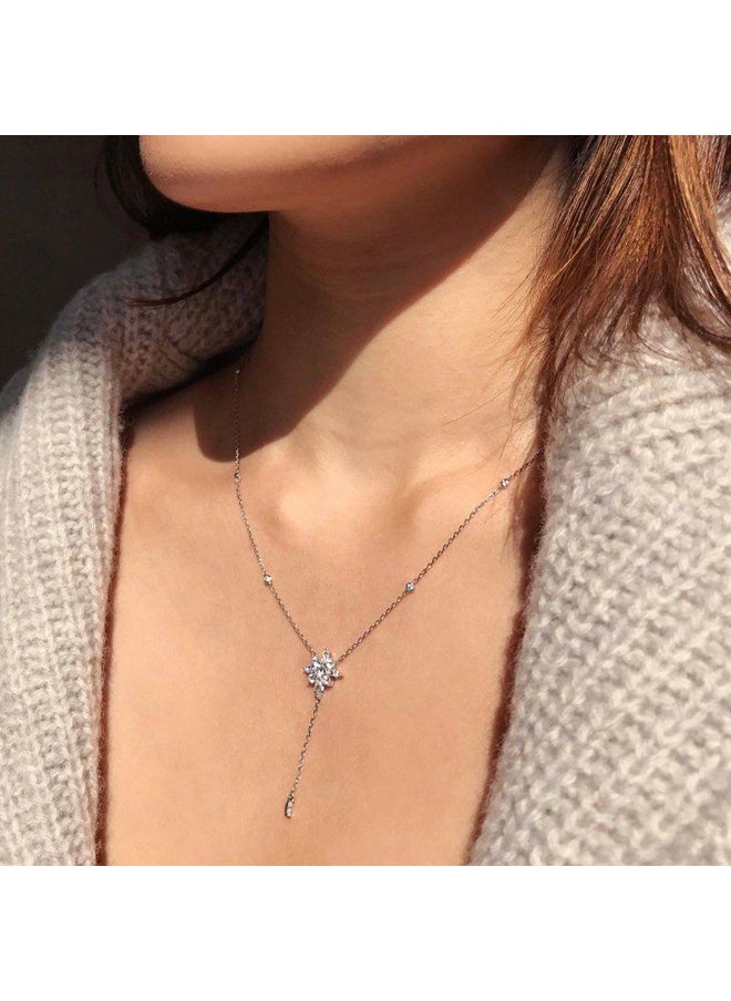 Artsy Silver - Round & Marquise Stone Necklace - Image 1