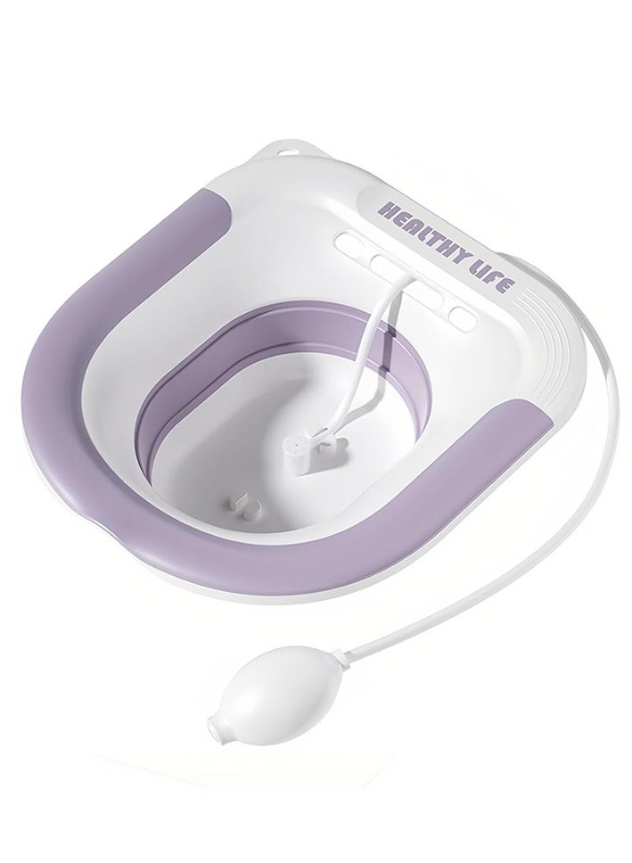 MileMelo Sitz Bath - Steam Chair Above The Toilet Folding Sitz Bath for Soaking By Chair in Front of The Toilet - Perineal Bath for Hemorrhoidal Relief, Pregnant women, Elderly (Purple) - Image 1