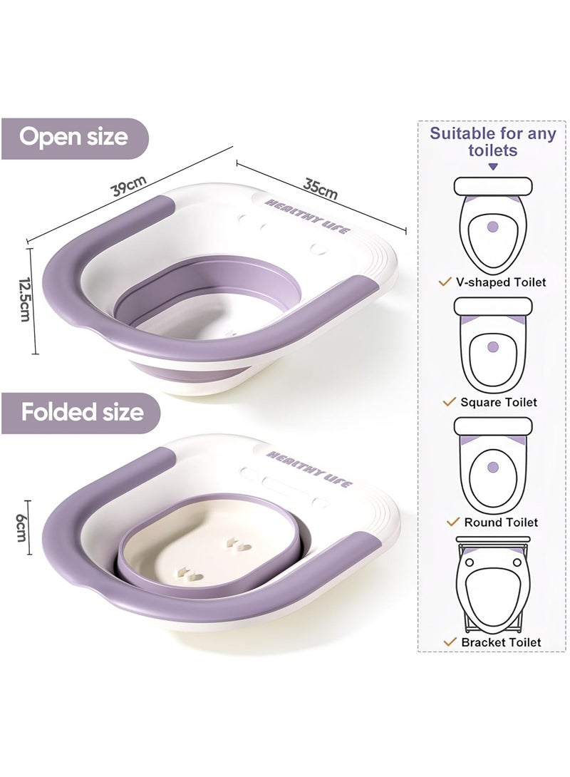 MileMelo Sitz Bath - Steam Chair Above The Toilet Folding Sitz Bath for Soaking By Chair in Front of The Toilet - Perineal Bath for Hemorrhoidal Relief, Pregnant women, Elderly (Purple) - Image 2