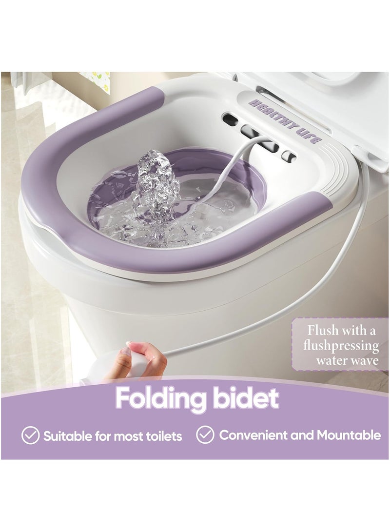 MileMelo Sitz Bath - Steam Chair Above The Toilet Folding Sitz Bath for Soaking By Chair in Front of The Toilet - Perineal Bath for Hemorrhoidal Relief, Pregnant women, Elderly (Purple) - Image 3