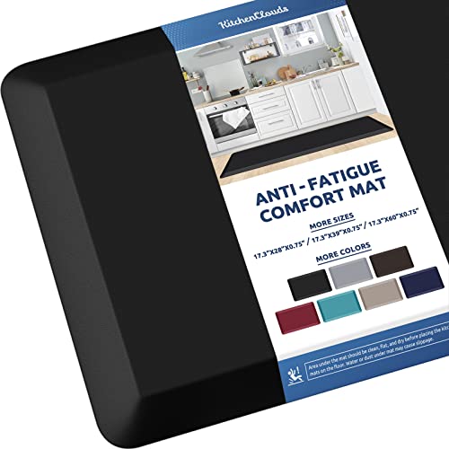 KitchenClouds Kitchen Mat Cushioned Anti Fatigue Kitchen Rug 08inch Waterproof Non Slip Kitchen Rugs and Mats Standing Desk Mat Comfort Floor Mats for Kitchen Sink Office 173x60Black