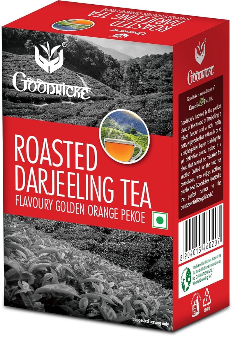 GOODRICKE Roasted Darjeeling Tea - 250gm (Pack of 1) | 100% Pure & Original Long Leaf Chai | Flavoury Golden Orange Pekoe | Premium Black Loose Leaves Tea with Rich Taste & Flavor - Image 1