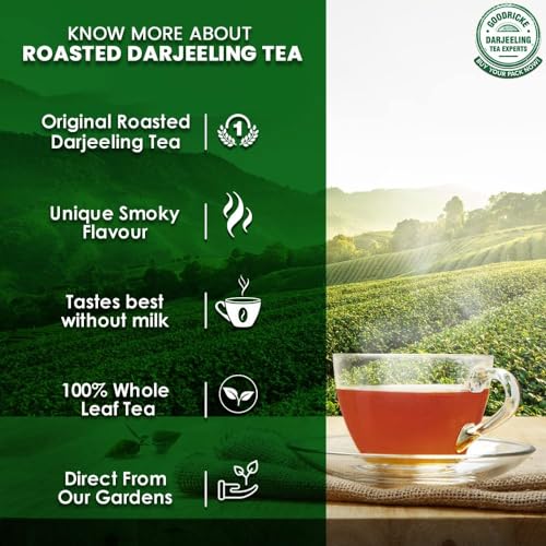 GOODRICKE Roasted Darjeeling Tea - 250gm (Pack of 1) | 100% Pure & Original Long Leaf Chai | Flavoury Golden Orange Pekoe | Premium Black Loose Leaves Tea with Rich Taste & Flavor - Image 4