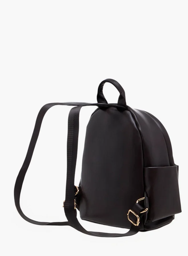 Flora Bella By Shoexpress Monogram Print Backpack with Zip Closure and Detachable Strap - 27x32x14 cm