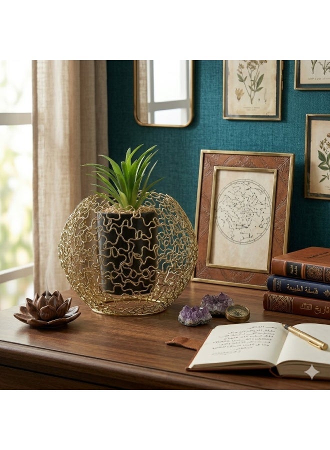 A high-end decorative piece designed in a luxurious, decorative way. It consists of two pieces and is a spherical holder with a circular hole. - Image 2