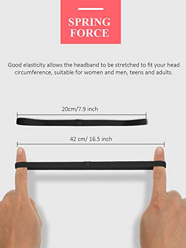 Bememo 4 Pieces Thick Non-Slip Elastic Sport Headbands Hair Headbands for Women and Men (Black, White) - Image 2