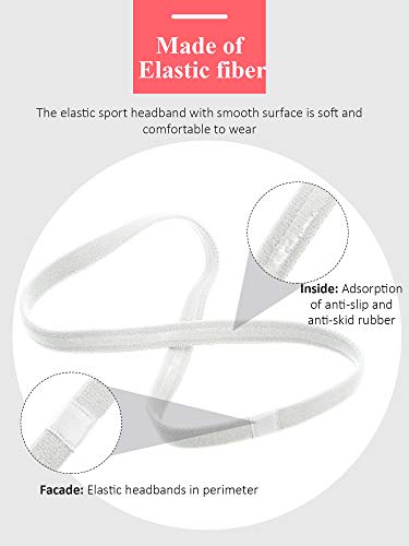 Bememo 4 Pieces Thick Non-Slip Elastic Sport Headbands Hair Headbands for Women and Men (Black, White) - Image 3