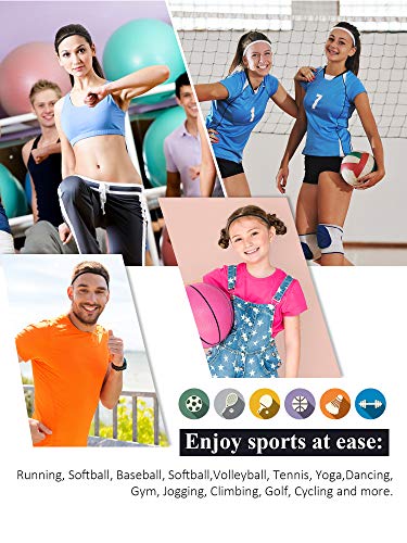 Bememo 4 Pieces Thick Non-Slip Elastic Sport Headbands Hair Headbands for Women and Men (Black, White) - Image 5