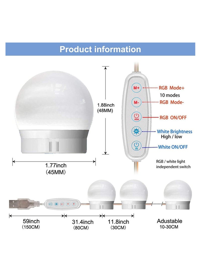 Generic Mirror Lights Vanity Lighting 10 LED Bulb Make up Decoration Lights Hollywood Style 16 Modes Color Changing Lights for Home Bedroom Bathroom Dressing Room  - Image 4