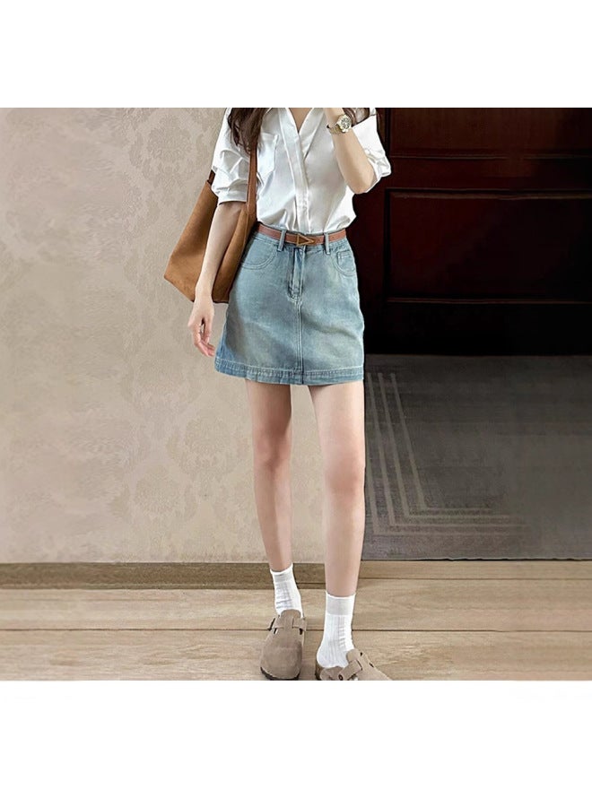 Plus Size High-Waist A-Line Denim Short Skirt – Pear-Shaped Friendly, Slimming