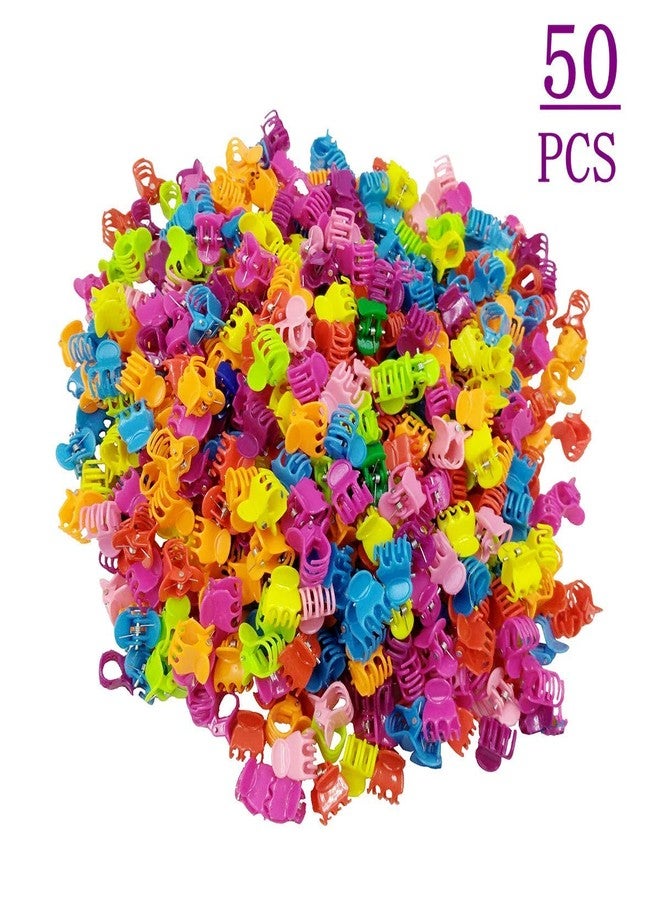 Glamyou 1.5cm Mini Hair Claw Clips Claws Clutcher Plastic Hair Pins Clamps for Girl Teens Kids & Women Hair Accessories Mix Colors (50 Pcs- Multicolour Mini Hair Clips) - Image 2