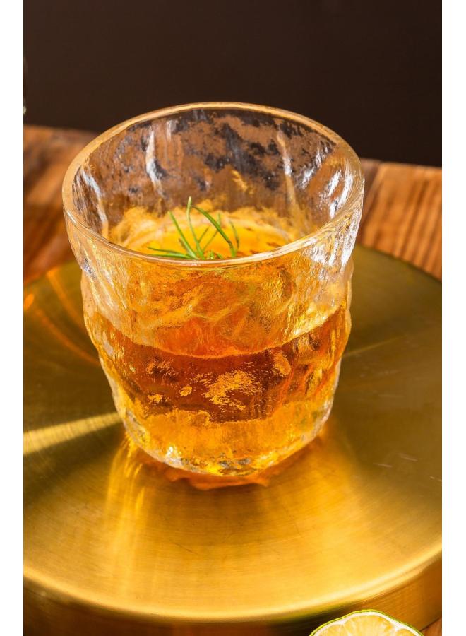 4-piece 250ml Glacier Grain Short Transparent Glass Drinking Glass Cup with Elegant Wave Pattern Design, Dishwasher Washable  - Image 2
