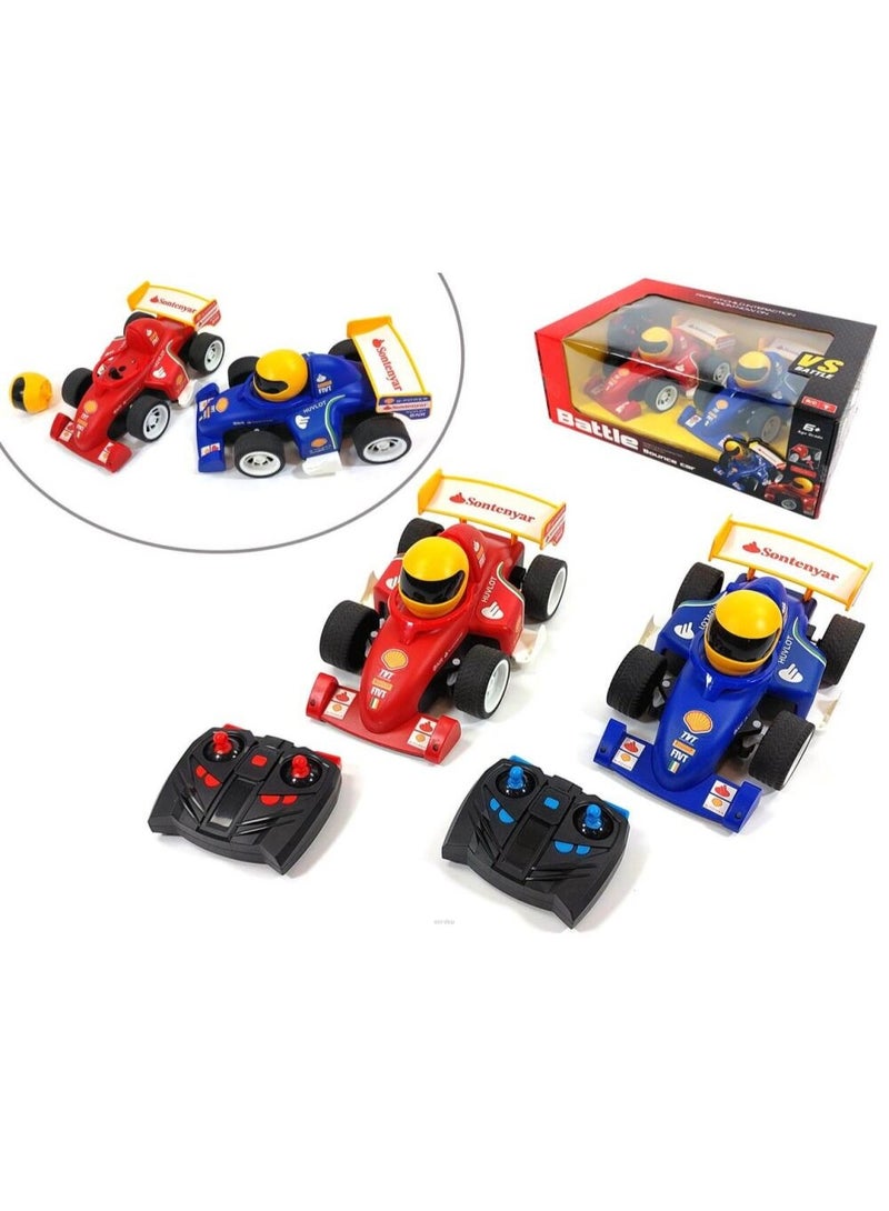 2-in-1 RC Fighting Racing Cars Set – Hit & Run Battle Cars with Pop-Out Driver Head, Dual Remote Control Formula F1 Style Race Cars for Kids, 2.4GHz High-Speed Wireless Control, USB Rechargeable, Perfect Gift for Boys & Girls - Image 1