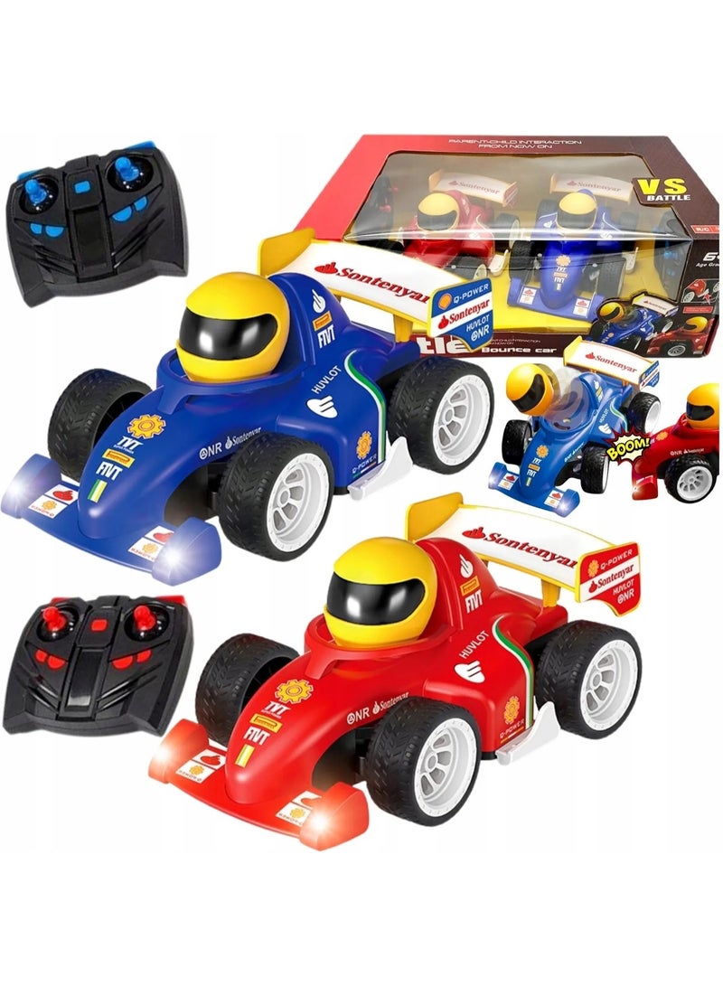 2-in-1 RC Fighting Racing Cars Set – Hit & Run Battle Cars with Pop-Out Driver Head, Dual Remote Control Formula F1 Style Race Cars for Kids, 2.4GHz High-Speed Wireless Control, USB Rechargeable, Perfect Gift for Boys & Girls - Image 4