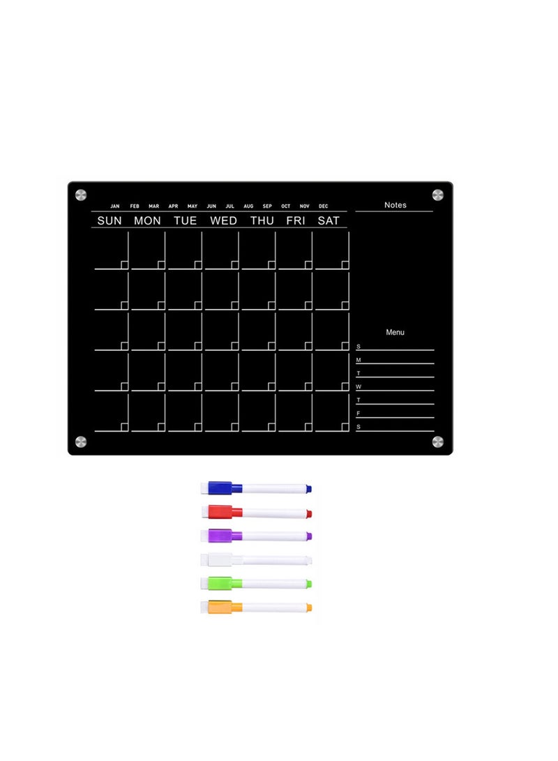 Generic Magnetic Dry Erase Board Calendar with 6 Magnetic Whiteboard Markers  - Image 1