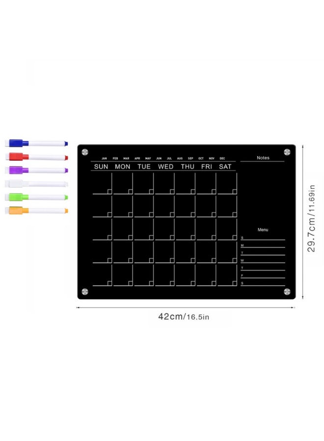 Generic Magnetic Dry Erase Board Calendar with 6 Magnetic Whiteboard Markers  - Image 2