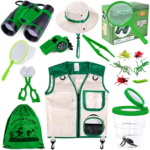 GINMIC Kids Explorer Kit  Bug Catching Kit 16 Pcs Outdoor Exploration Safari Kit for Kids Camping with Binoculars Adventure Hunting Hiking Educational Toy Gift for 312 Years Old Boys Girls - Image 1