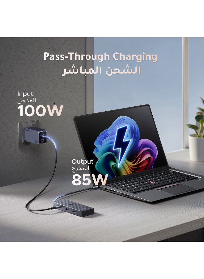 يو جرين Dual HDMI 4K@60Hz 7 in 1 USB C Hub Type C Docking Station 10Gbps Data Transfer for 2 USB C + 2 USB A 3.2, 100W Super Fast Charging LED Indicator  Suitable for Windows  and Mac System For Macbook Pro - Image 5