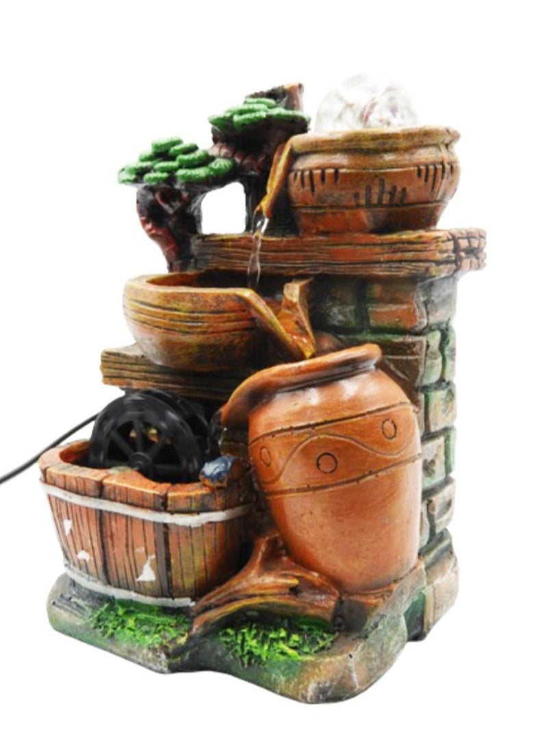 بابازام - ديكور المنزل الحديث شلال داخلي منضدية نافورة مياه صخرية مع كرة خفيفة 26x15x19cm - Image 1
