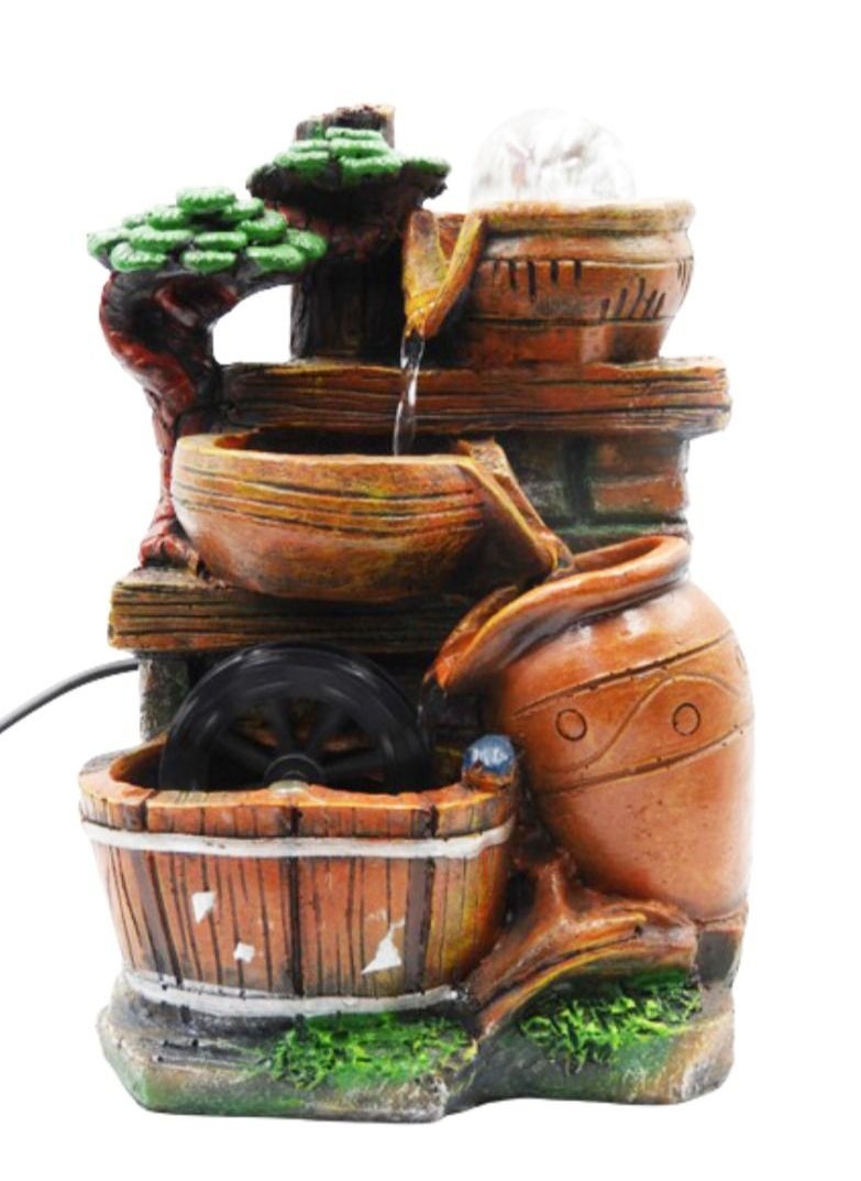 بابازام - ديكور المنزل الحديث شلال داخلي منضدية نافورة مياه صخرية مع كرة خفيفة 26x15x19cm - Image 1