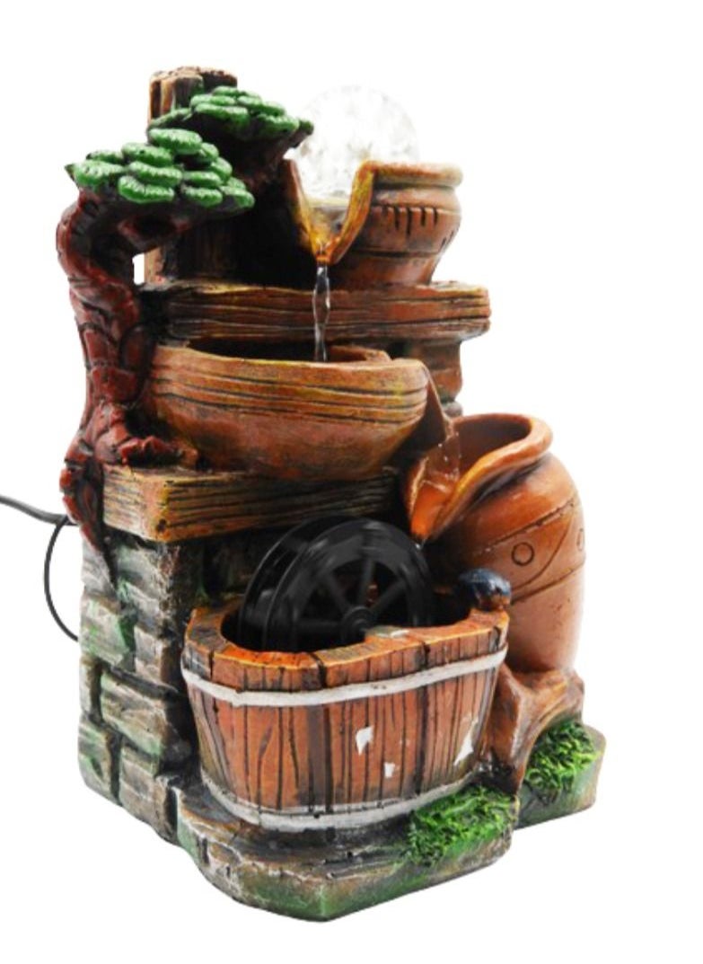 بابازام - ديكور المنزل الحديث شلال داخلي منضدية نافورة مياه صخرية مع كرة خفيفة 26x15x19cm - Image 1