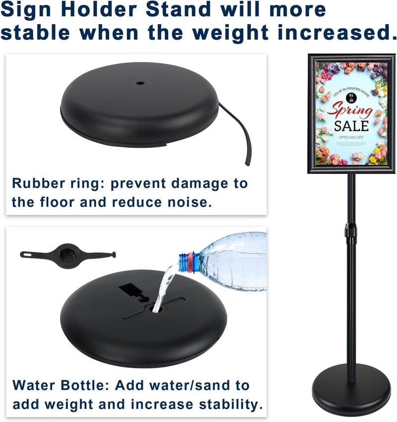 DURKU A3 Poster Stand - Floor Standing Display Holder, Snap Frame, Aluminum Sign Holder, Angle & Height Adjustable Telescoping Notice Stand For Wedding/Business Activities Display (Black-A3) - Image 3