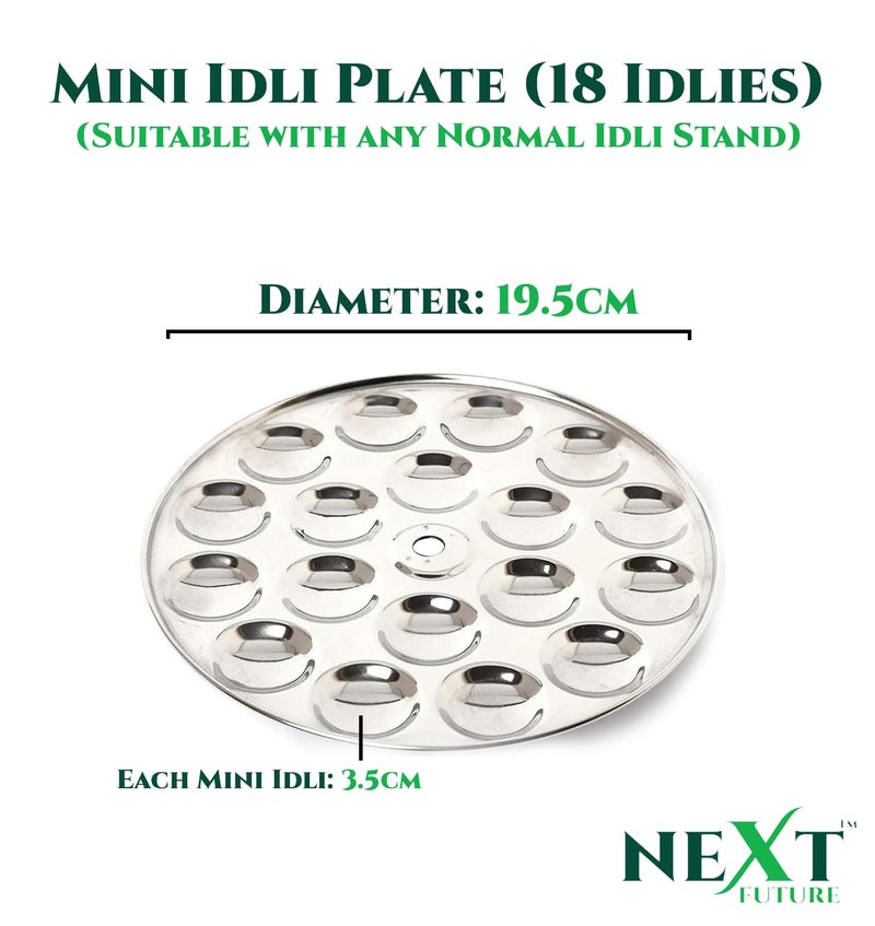 Next Future 5Star Stainless Steel Mini Idli Plates set of 6 Mini Idli Stand Mini Idli Maker Stand with 108 Idli Kulis High Polish with Rod Picker Handle 6 Plates - Image 2
