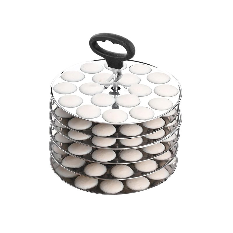 Next Future 5Star Stainless Steel Mini Idli Plates set of 6 Mini Idli Stand Mini Idli Maker Stand with 108 Idli Kulis High Polish with Rod Picker Handle 6 Plates - Image 1