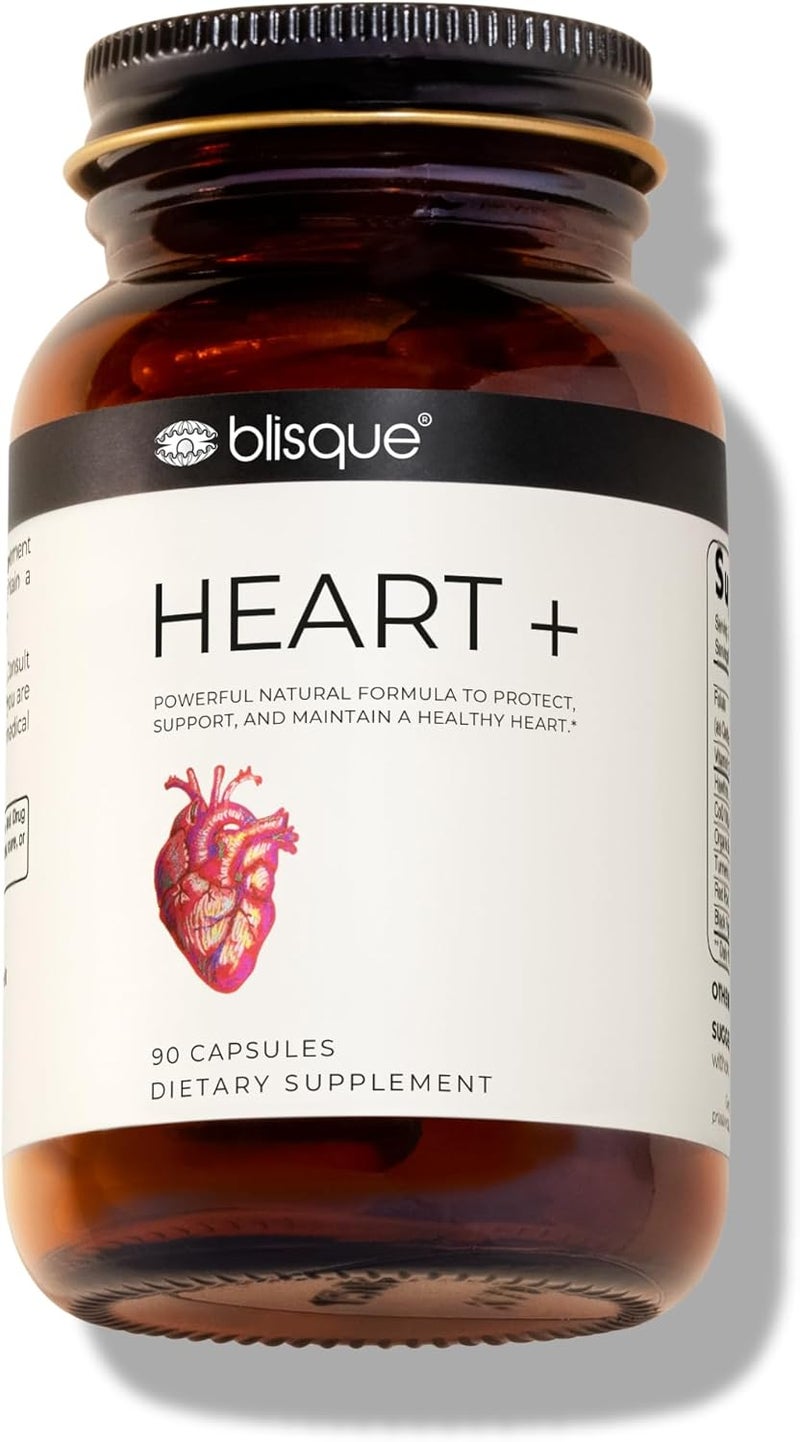 Blisque  Natural Blood Pressure Support Supplement for Heart Health and Circulation  DoctorApproved  with 200 mg CoQ10 Hawthorn Berry Beet Root Turmeric  90 Capsules - Image 1