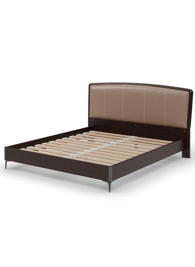 ROYALOAK Houston King Size Bed Solid Wood Frame with Leatherette Headboard and Modern Melamine Finish Durable and Stylish 216 x 194.5 cm  - Image 1