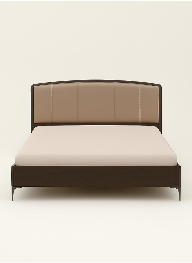 ROYALOAK Houston King Size Bed Solid Wood Frame with Leatherette Headboard and Modern Melamine Finish Durable and Stylish 216 x 194.5 cm  - Image 4