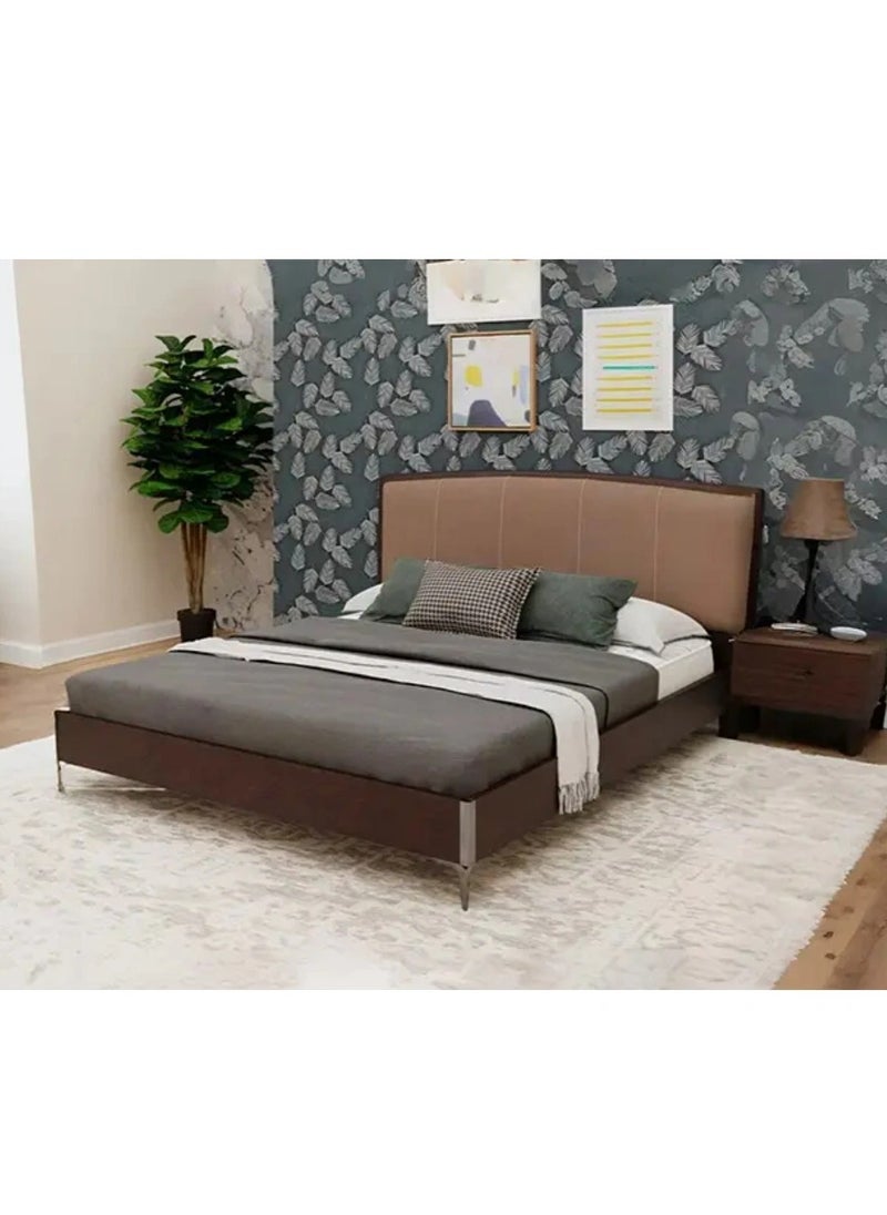 ROYALOAK Houston King Size Bed Solid Wood Frame with Leatherette Headboard and Modern Melamine Finish Durable and Stylish 216 x 194.5 cm  - Image 2