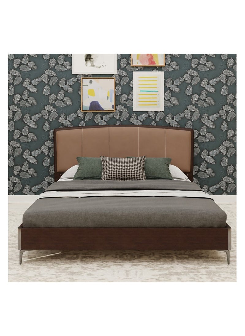 ROYALOAK Houston King Size Bed Solid Wood Frame with Leatherette Headboard and Modern Melamine Finish Durable and Stylish 216 x 194.5 cm  - Image 3