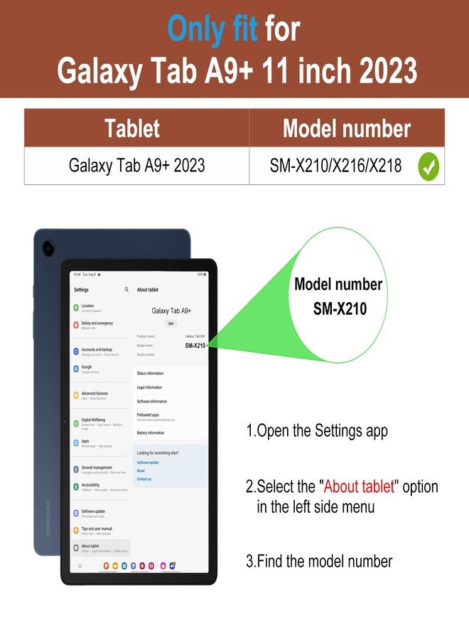 DTTO for Samsung Galaxy Tab A9 Plus 11 inch Case 2023, Premium Leather Business Folio Stand Cover with Hand Strap for Galaxy Tab A9+ 11’’ 2023 Model (SM-X210/X216/X218) - Auto Wake/Sleep, Brown - Image 2