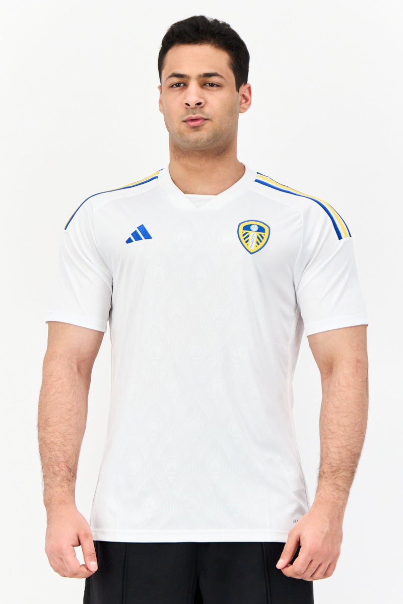 Adidas Men Sportswear Fit Short Sleeves Leeds United Football Jersey Shirt, White - Image 1
